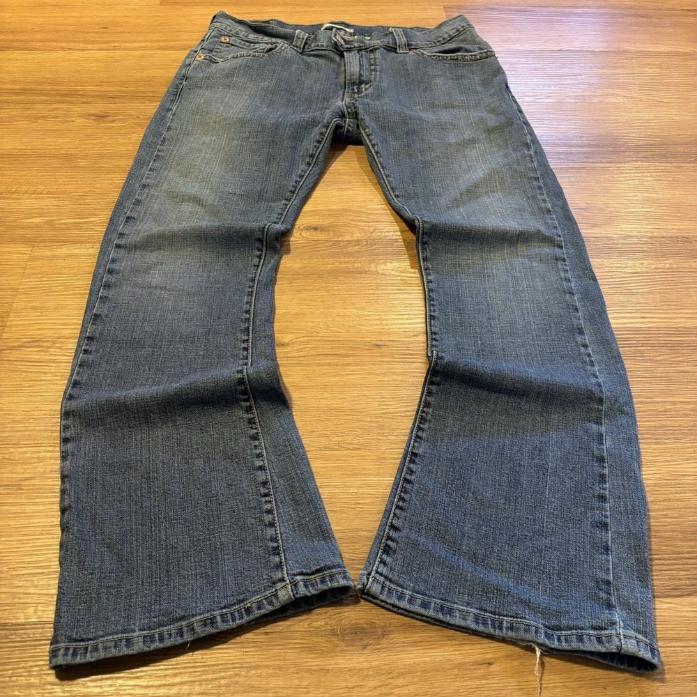 Vintage Y2K Levi's 542 Low Rise Flare Jeans Size 14M Flap Pockets Festival Boho